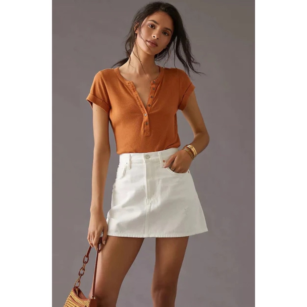 Pilcro And The Letterpress Anthropologie Ribbed Henley Tee Copper XS